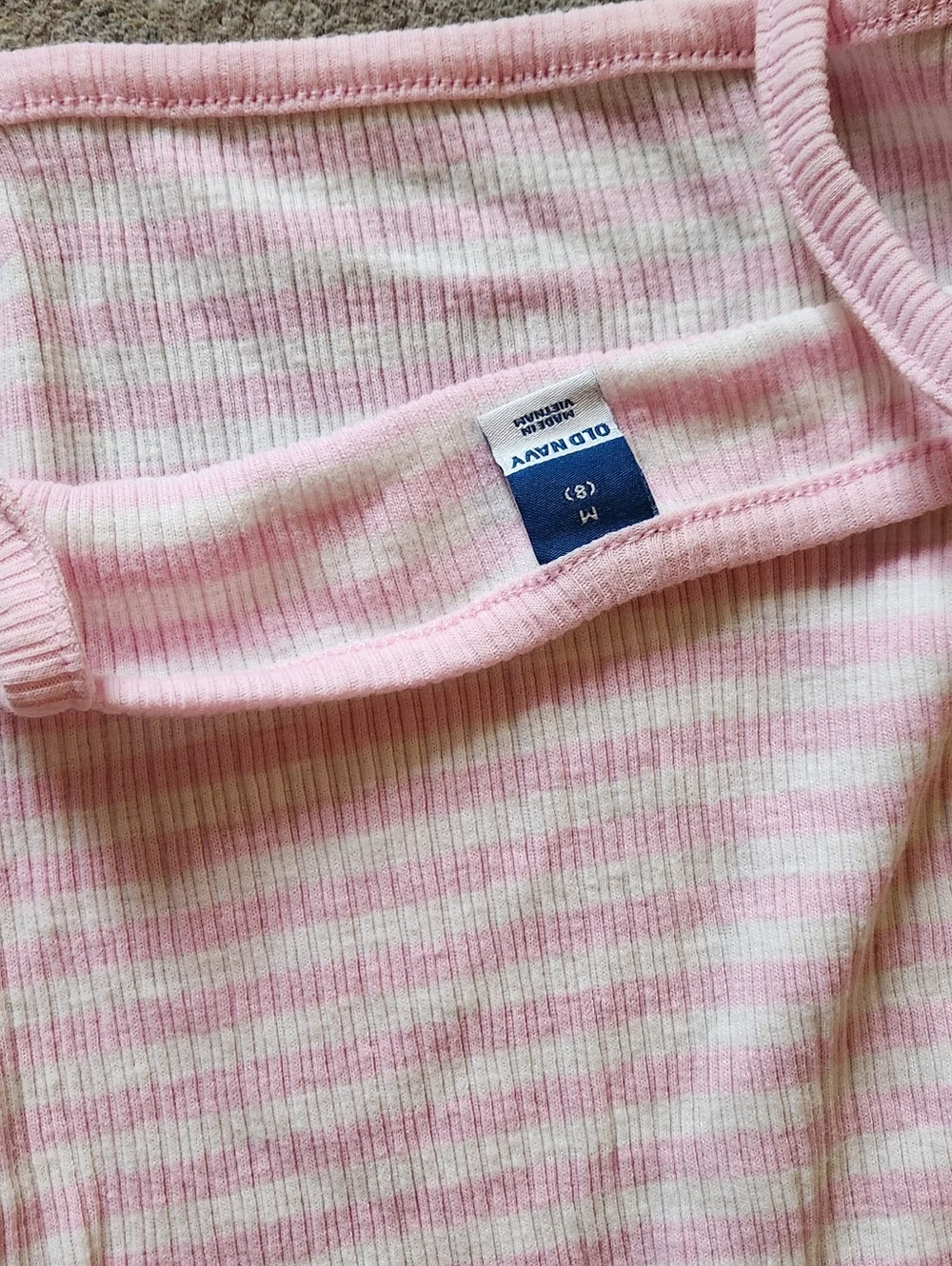 Old Navy Pink and White Ribbed Stripe Tank - Picture 3 of 3